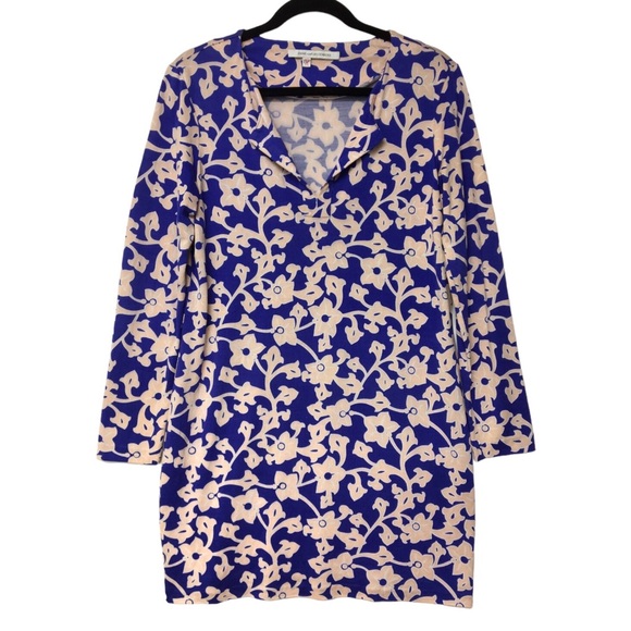 Diane Von Furstenburg Reina 100% Silk Long sleeve Mini Dress Burma Rose Size 10 - Picture 3 of 16